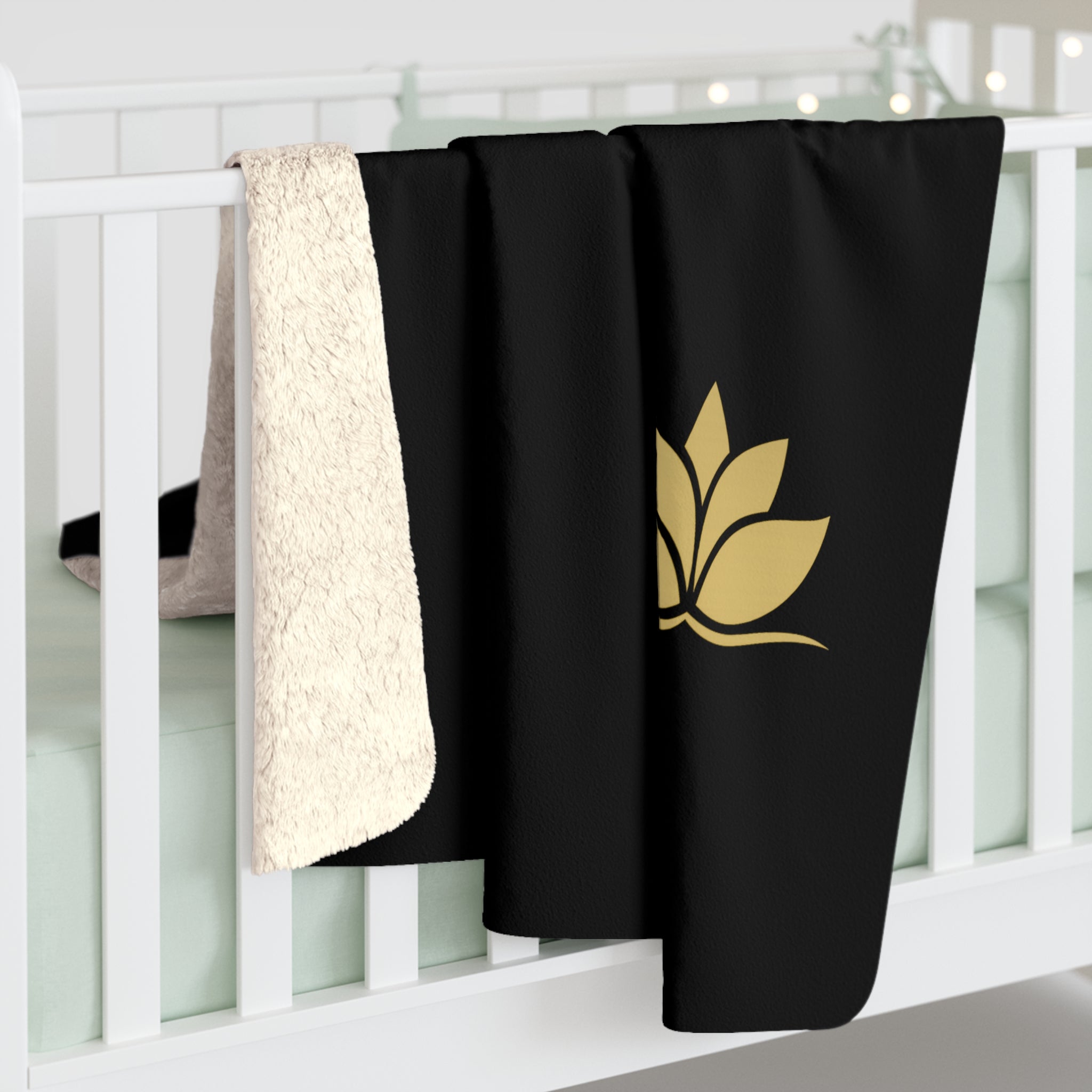 Golden Lotus Sherpa Throw