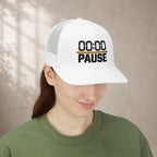 Pause Timer Snapback Trucker Cap — "00:00 PAUSE" Graphic Hat