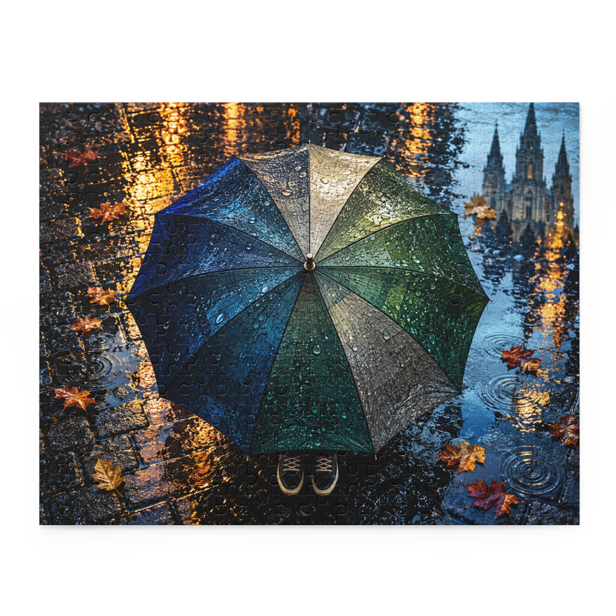 Covered — Rainy Cityscape Jigsaw Puzzle | 252 or 500 Pieces