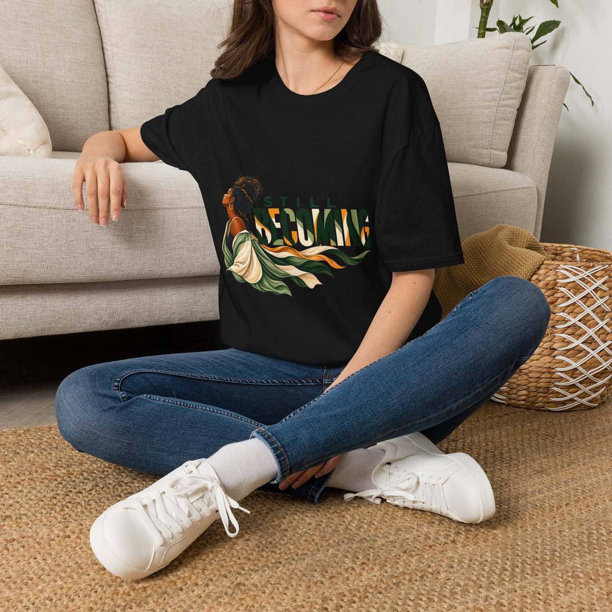 Still Becoming T-Shirt — Empowering Afrocentric Portrait Tee