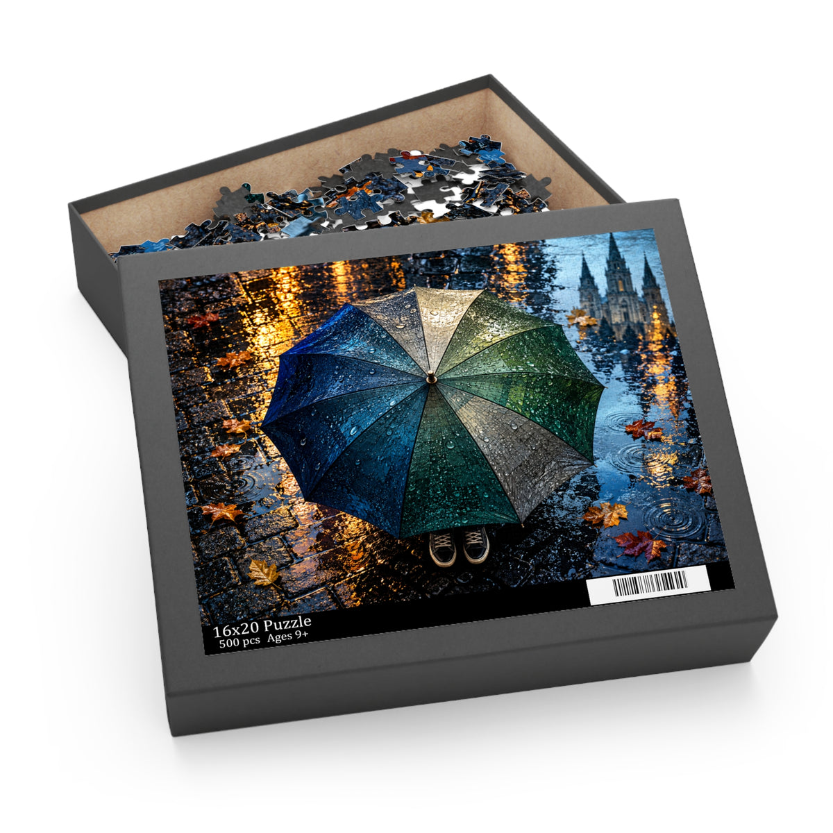 Covered — Rainy Cityscape Jigsaw Puzzle | 252 or 500 Pieces