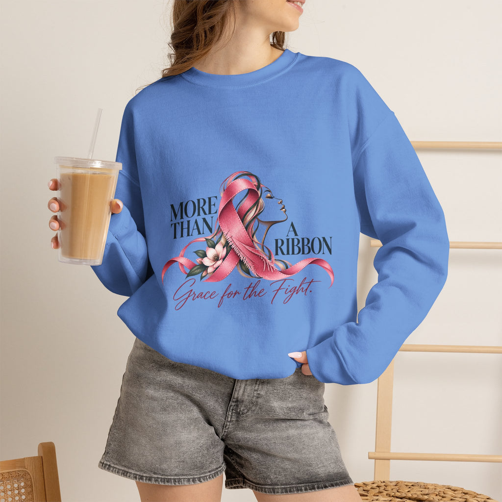 More Than A Ribbon. Space for the Fight. | Breast Cancer Awareness Crewneck Sweatshirt