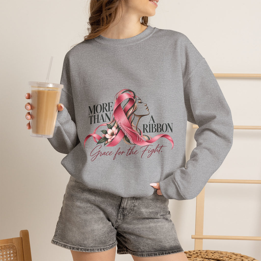 More Than A Ribbon. Space for the Fight. | Breast Cancer Awareness Crewneck Sweatshirt