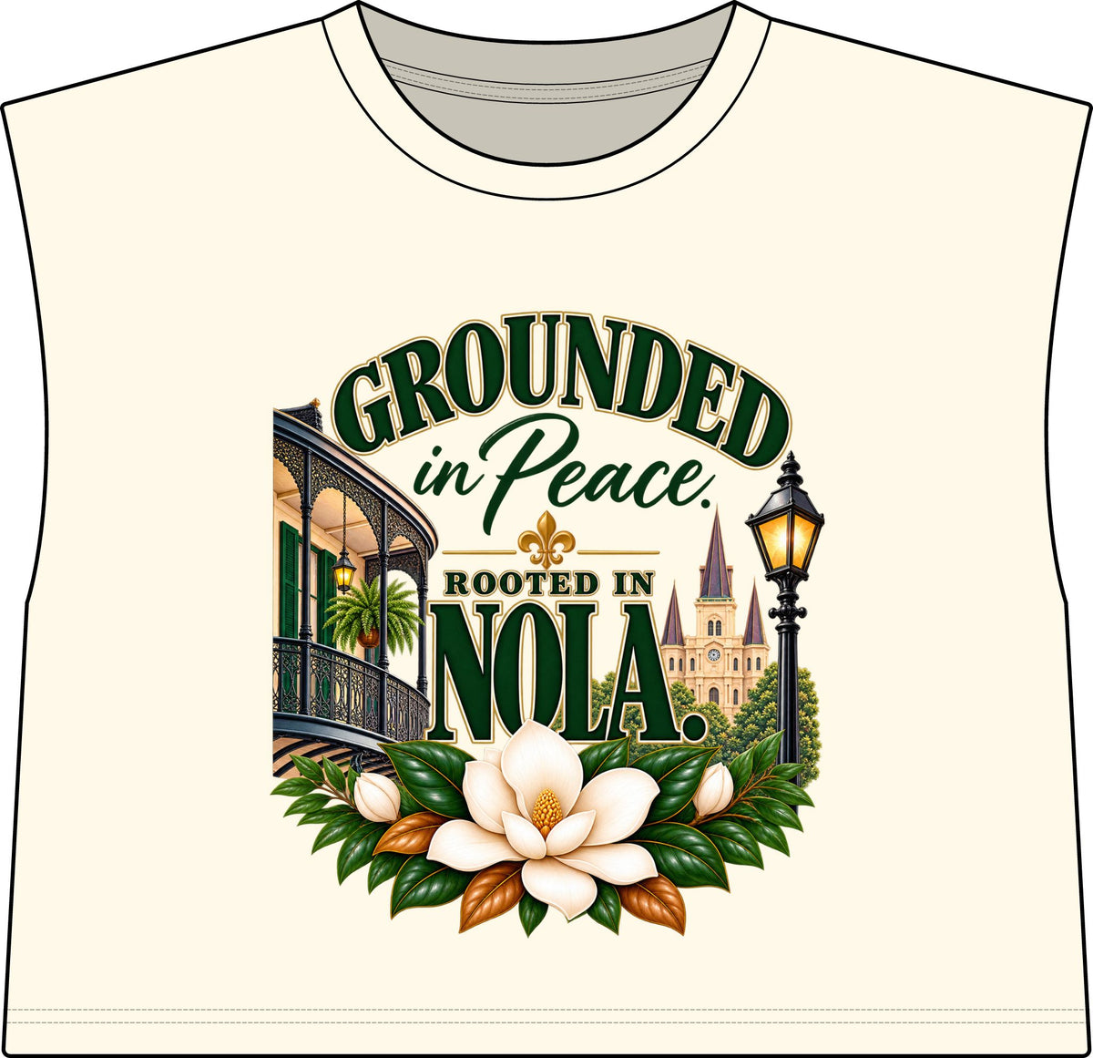 Grounded in Peace NOLA Muscle Tee — New Orleans Magnolia Souvenir