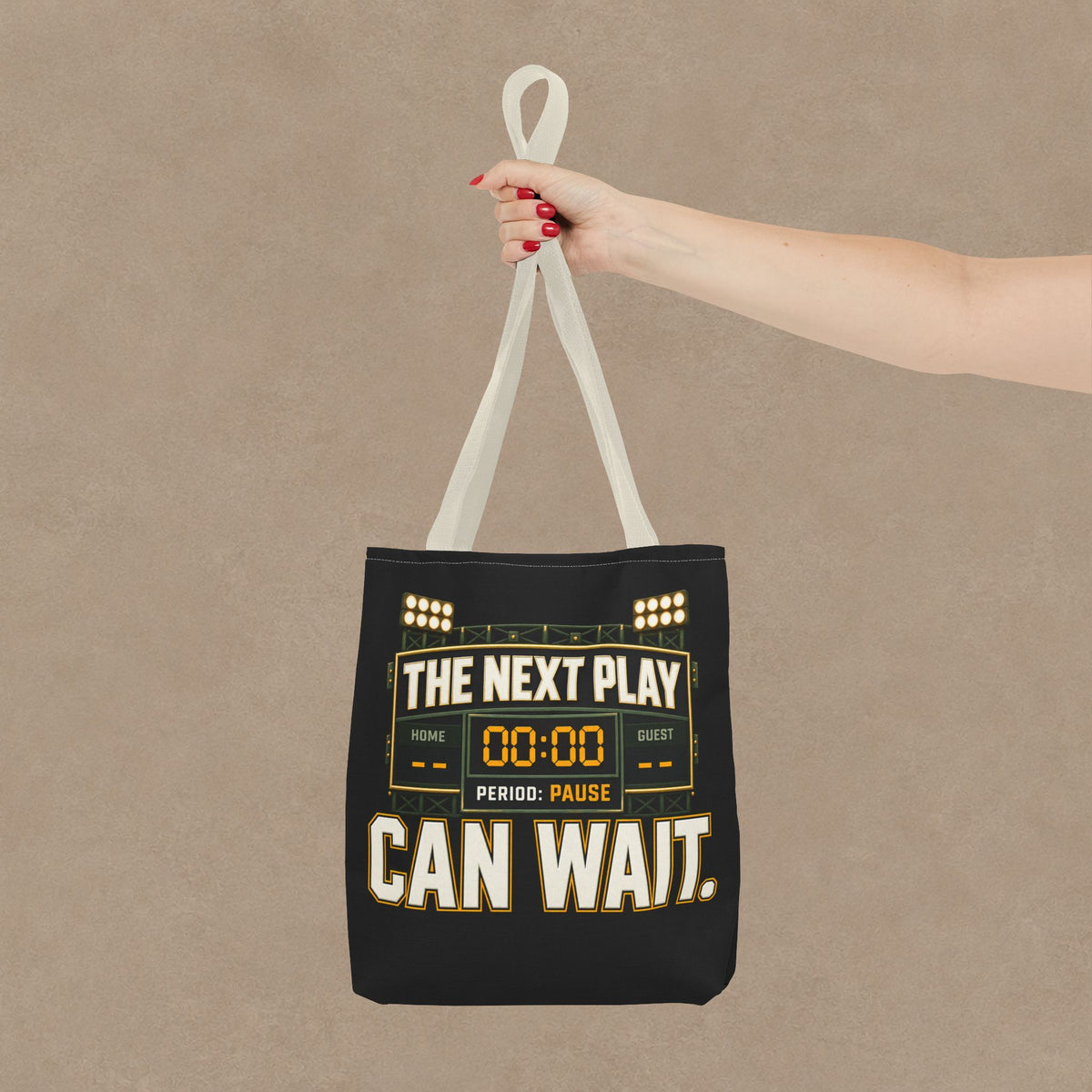 The Next Play Can Wait | Scoreboard Tote Bag