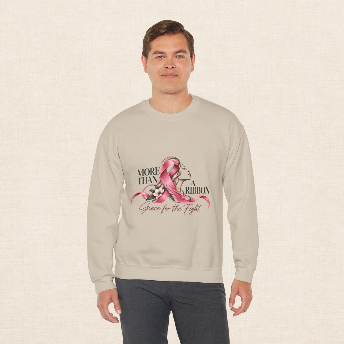 More Than A Ribbon. Space for the Fight. | Breast Cancer Awareness Crewneck Sweatshirt