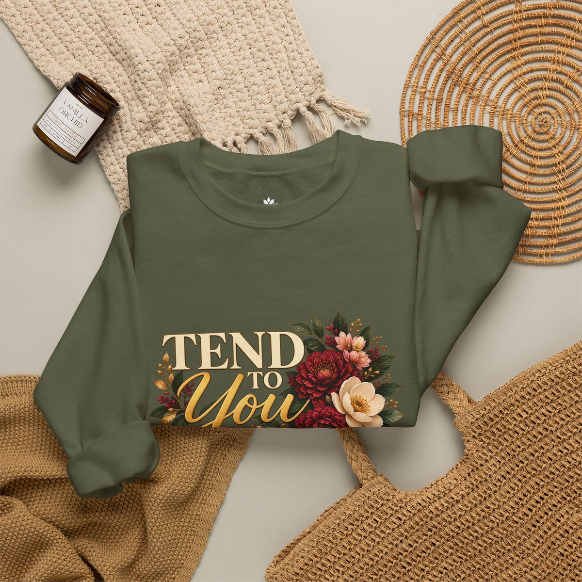 Tend to You Floral Self-Care Crewneck Sweatshirt