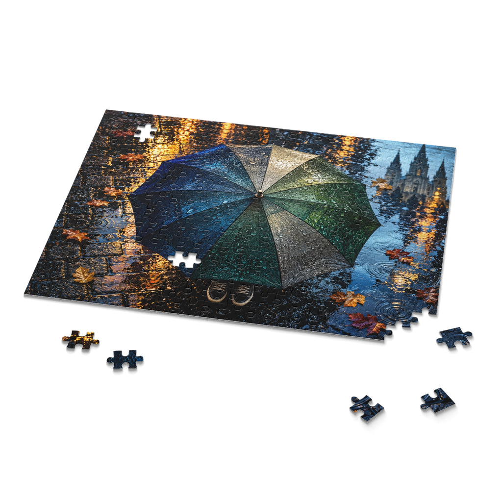 Covered — Rainy Cityscape Jigsaw Puzzle | 252 or 500 Pieces