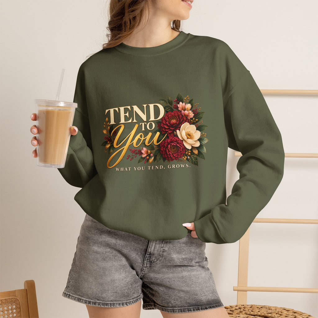 Tend to You Floral Self-Care Crewneck Sweatshirt