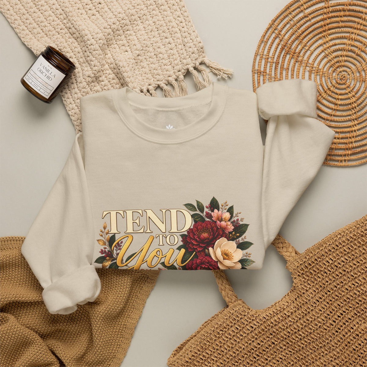 Tend to You Floral Self-Care Crewneck Sweatshirt
