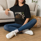 Letting Go T-Shirt — 'Letting Go' Inspirational Graphic Tee with Leopard & Bag Design