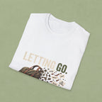 Letting Go T-Shirt — 'Letting Go' Inspirational Graphic Tee with Leopard & Bag Design