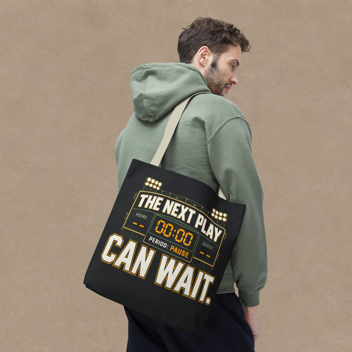 The Next Play Can Wait | Scoreboard Tote Bag