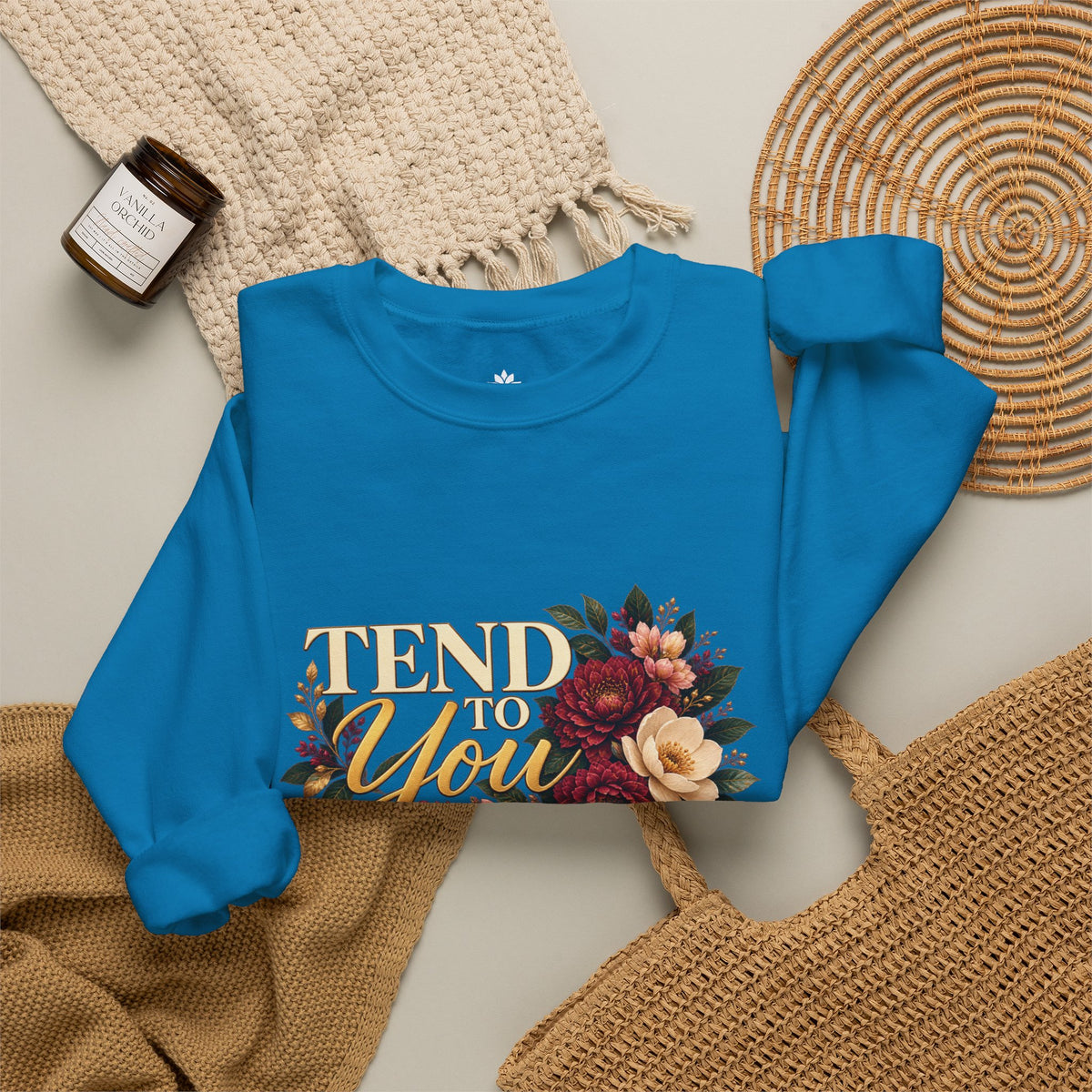 Tend to You Floral Self-Care Crewneck Sweatshirt