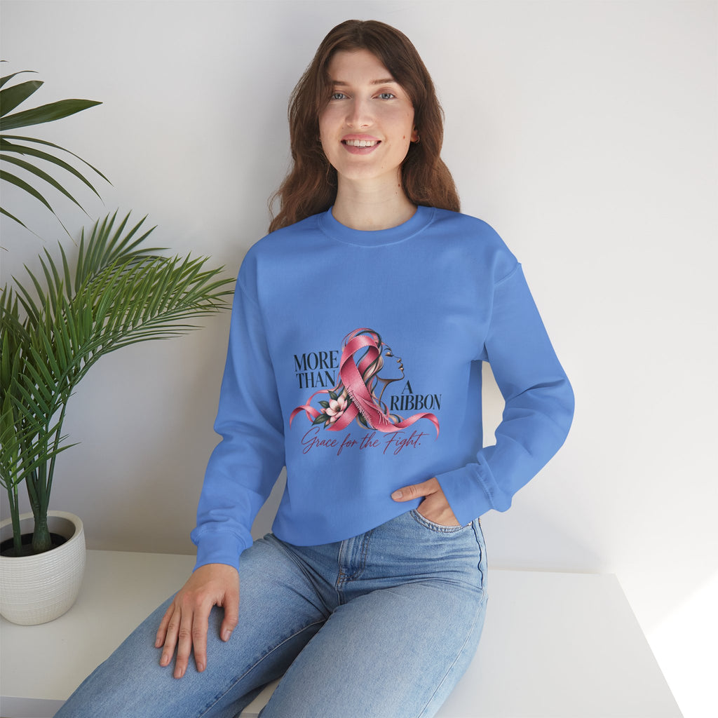 More Than A Ribbon. Space for the Fight. | Breast Cancer Awareness Crewneck Sweatshirt