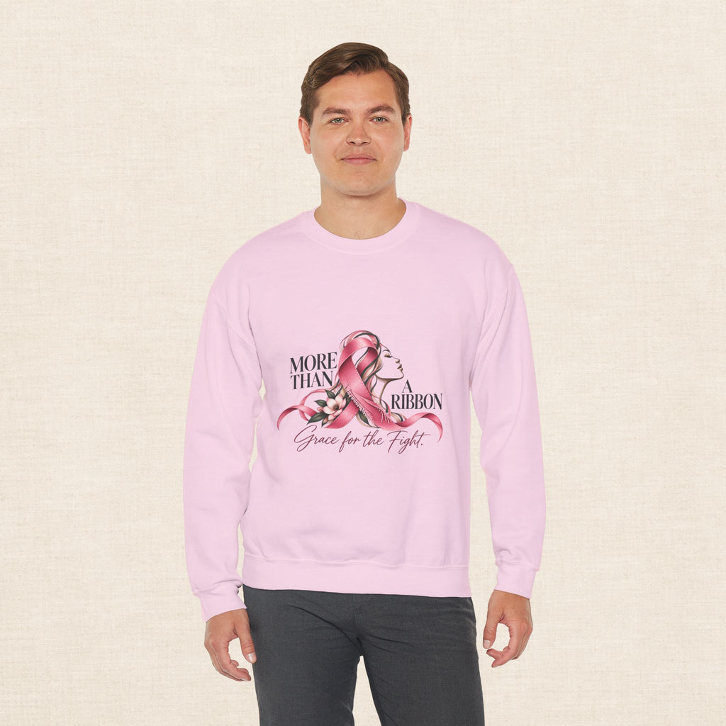 More Than A Ribbon. Space for the Fight. | Breast Cancer Awareness Crewneck Sweatshirt