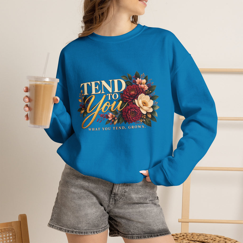 Tend to You Floral Self-Care Crewneck Sweatshirt