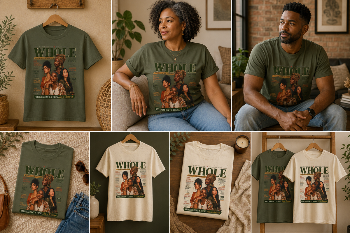 Whole Magazine Cover T-Shirt — Empowering Wellness & Black Women Graphic Tee