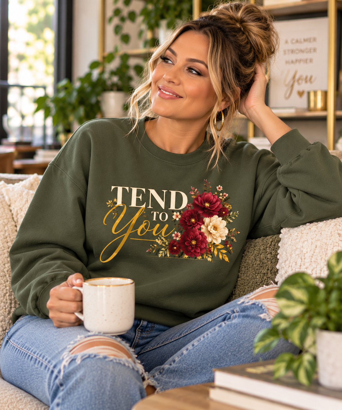 Tend to You Floral Self-Care Crewneck Sweatshirt