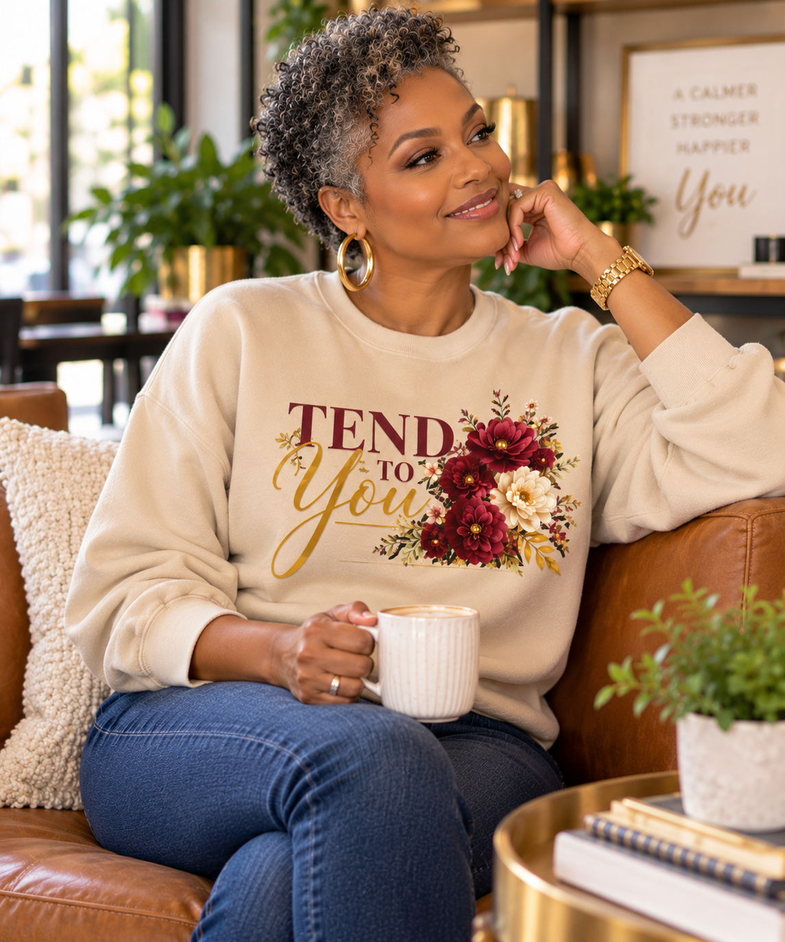 Tend to You Floral Self-Care Crewneck Sweatshirt