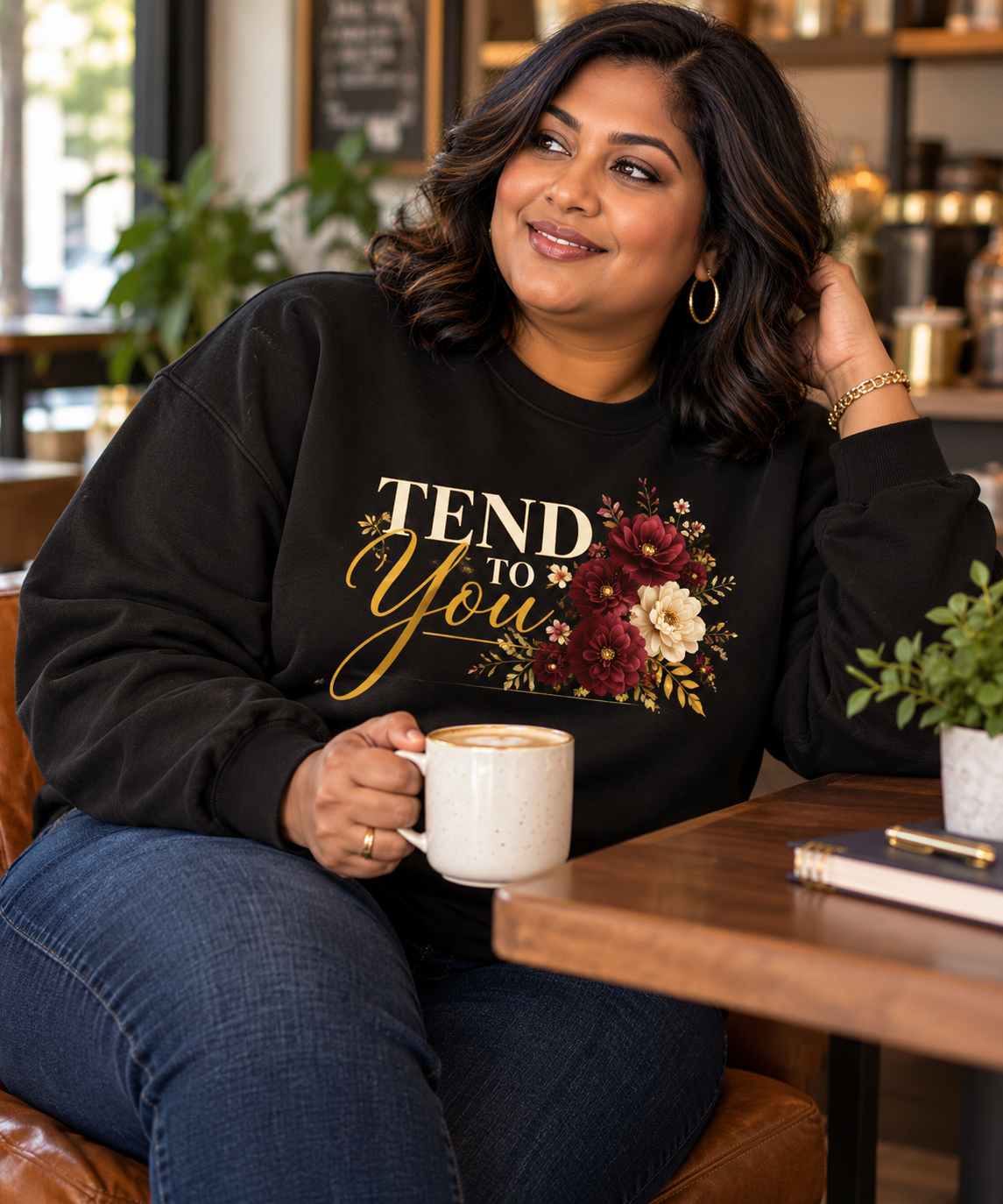 Tend to You Floral Self-Care Crewneck Sweatshirt