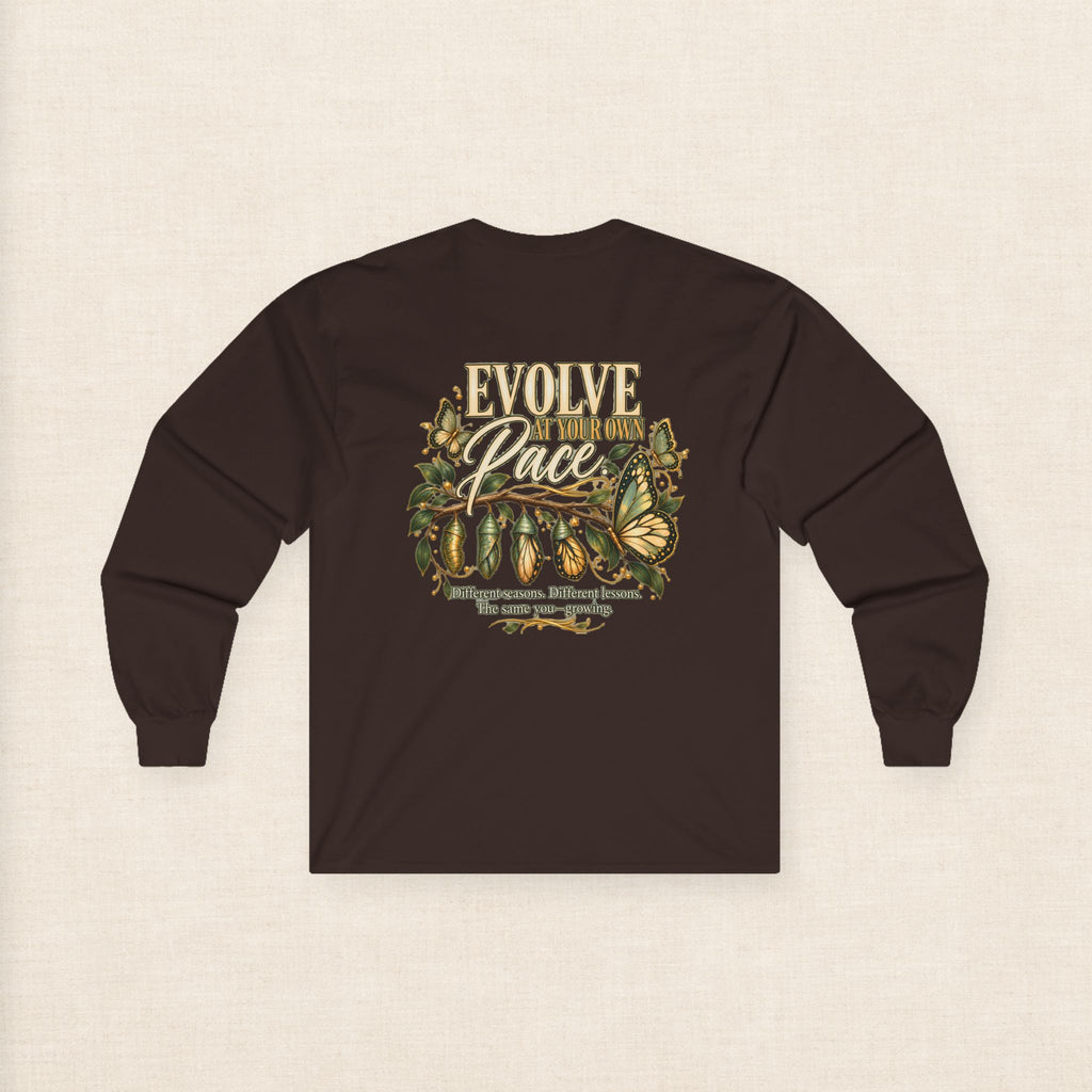 Evolve at Your Own Pace Butterfly Botanical Long Sleeve Tee