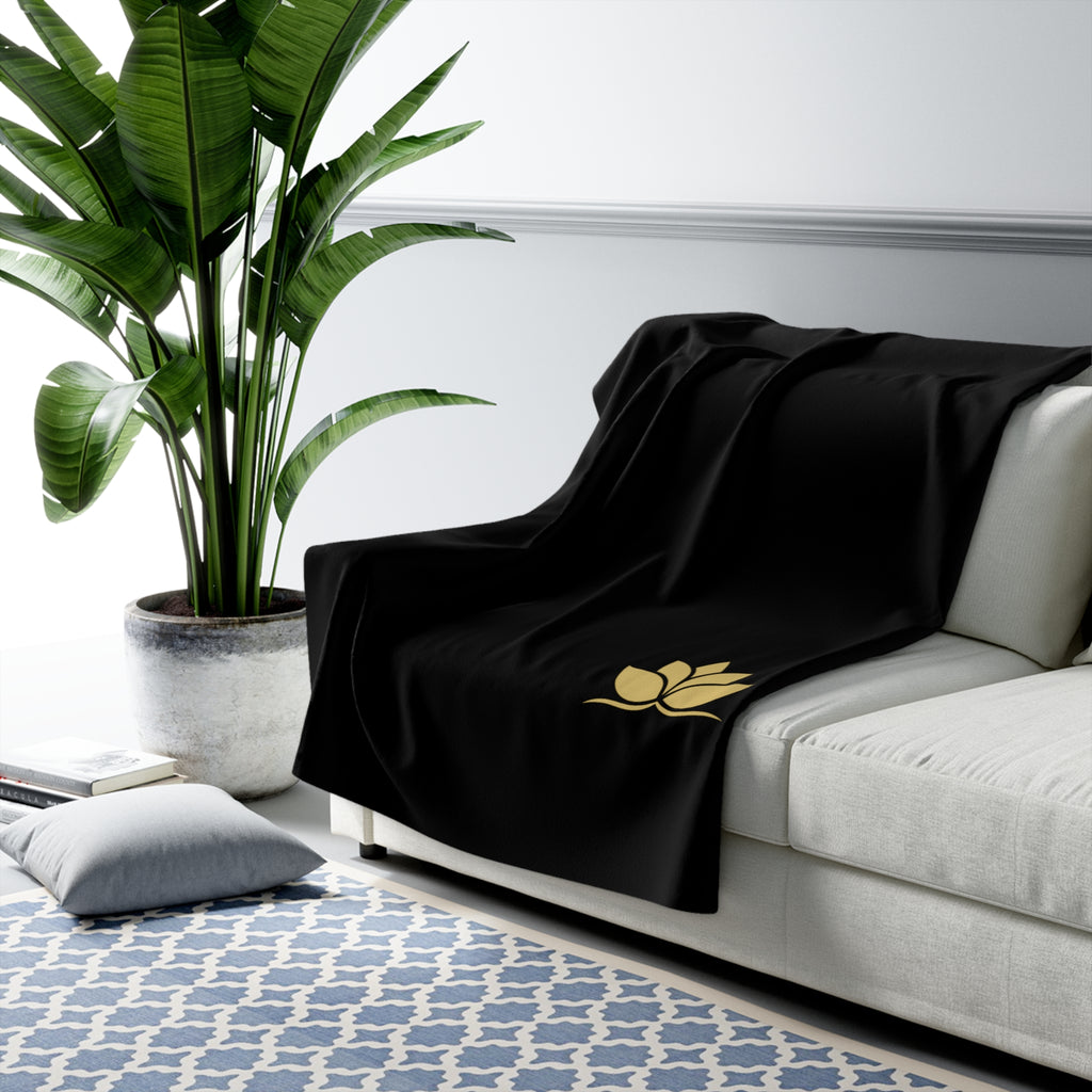 Golden Lotus Sherpa Throw