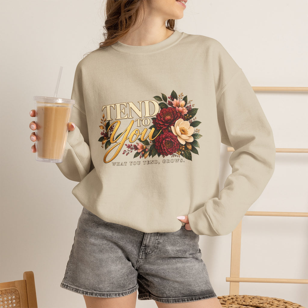 Tend to You Floral Self-Care Crewneck Sweatshirt