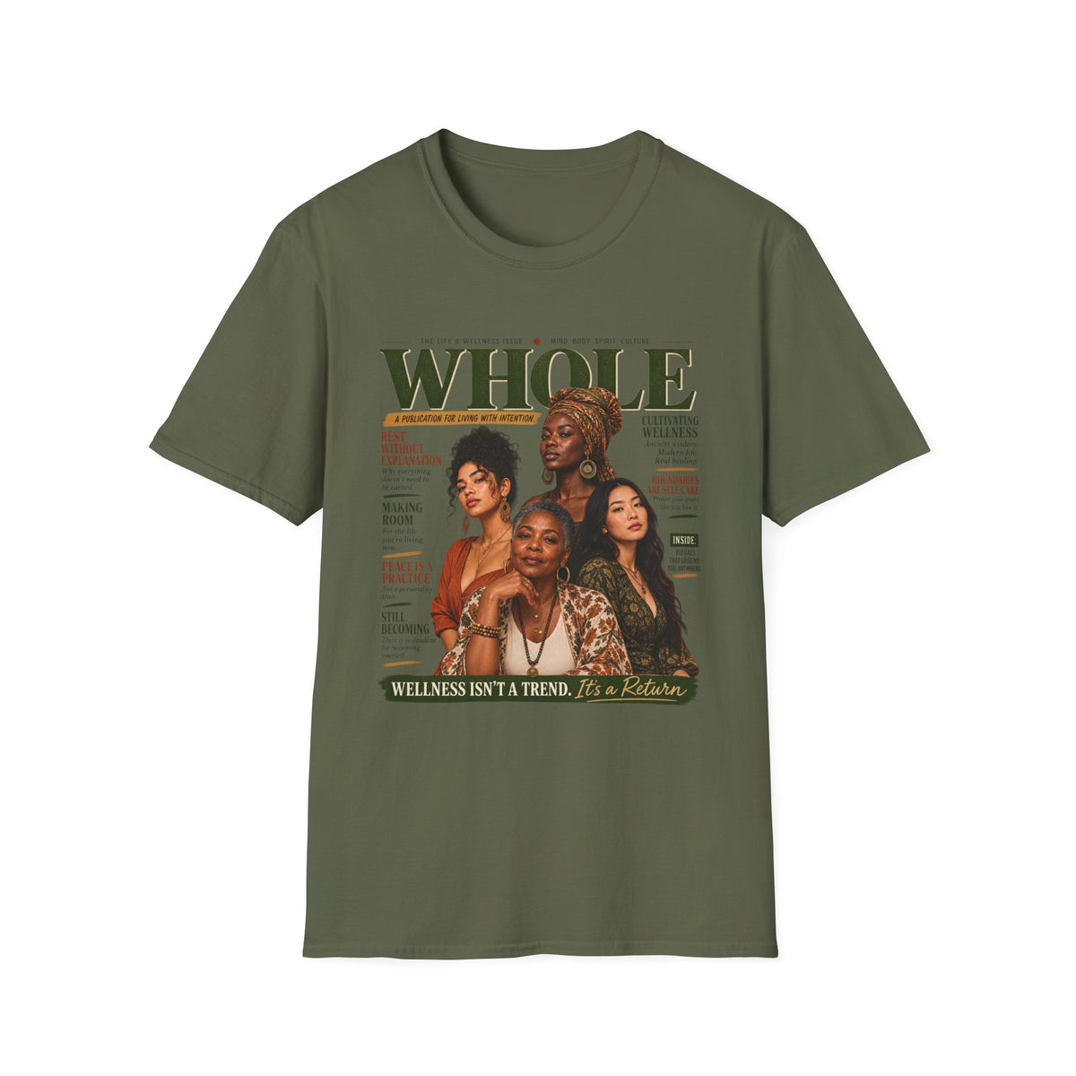 Whole Magazine Cover T-Shirt — Empowering Wellness & Black Women Graphic Tee