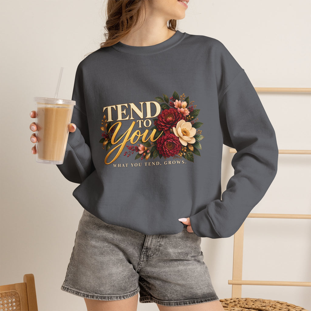 Tend to You Floral Self-Care Crewneck Sweatshirt