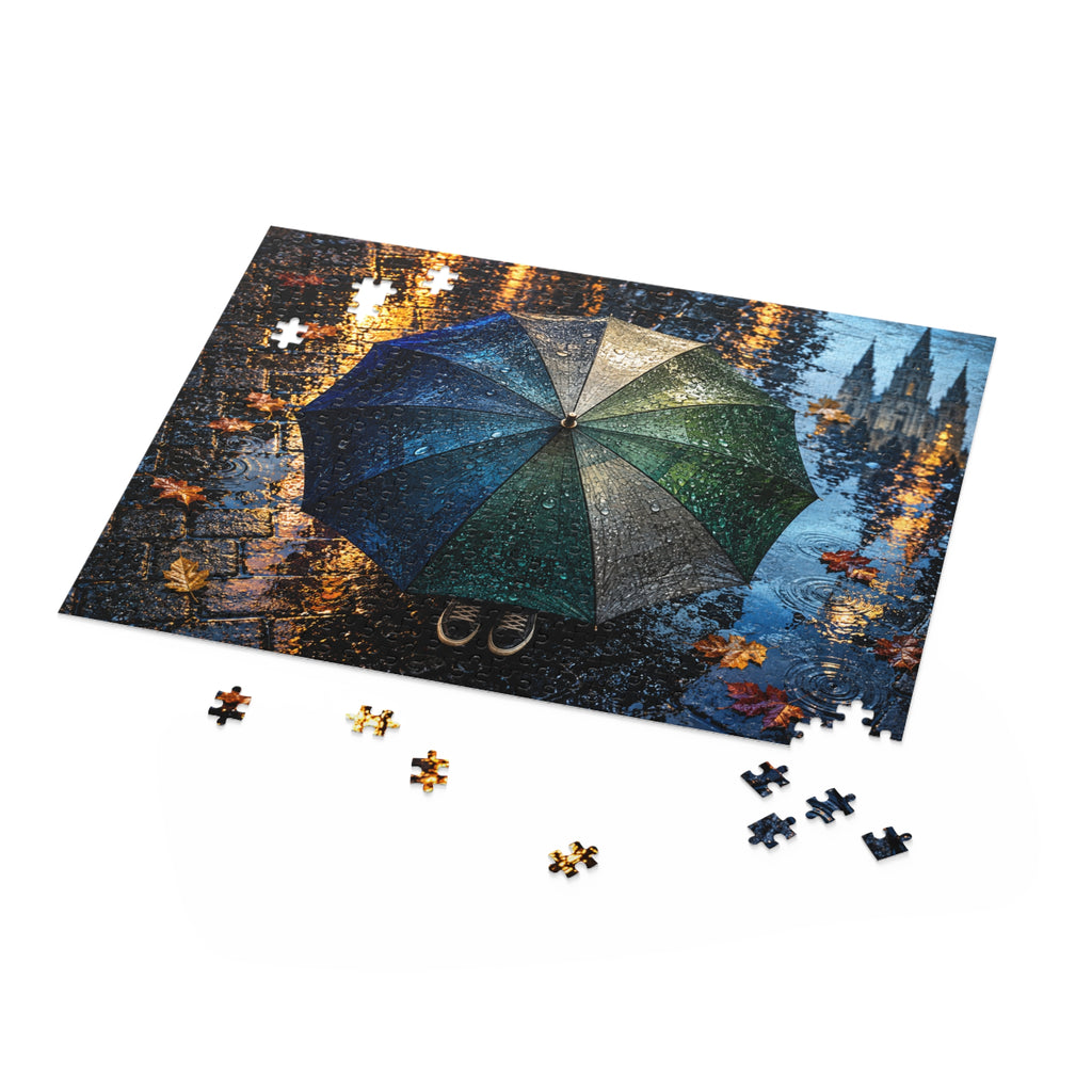Covered — Rainy Cityscape Jigsaw Puzzle | 252 or 500 Pieces