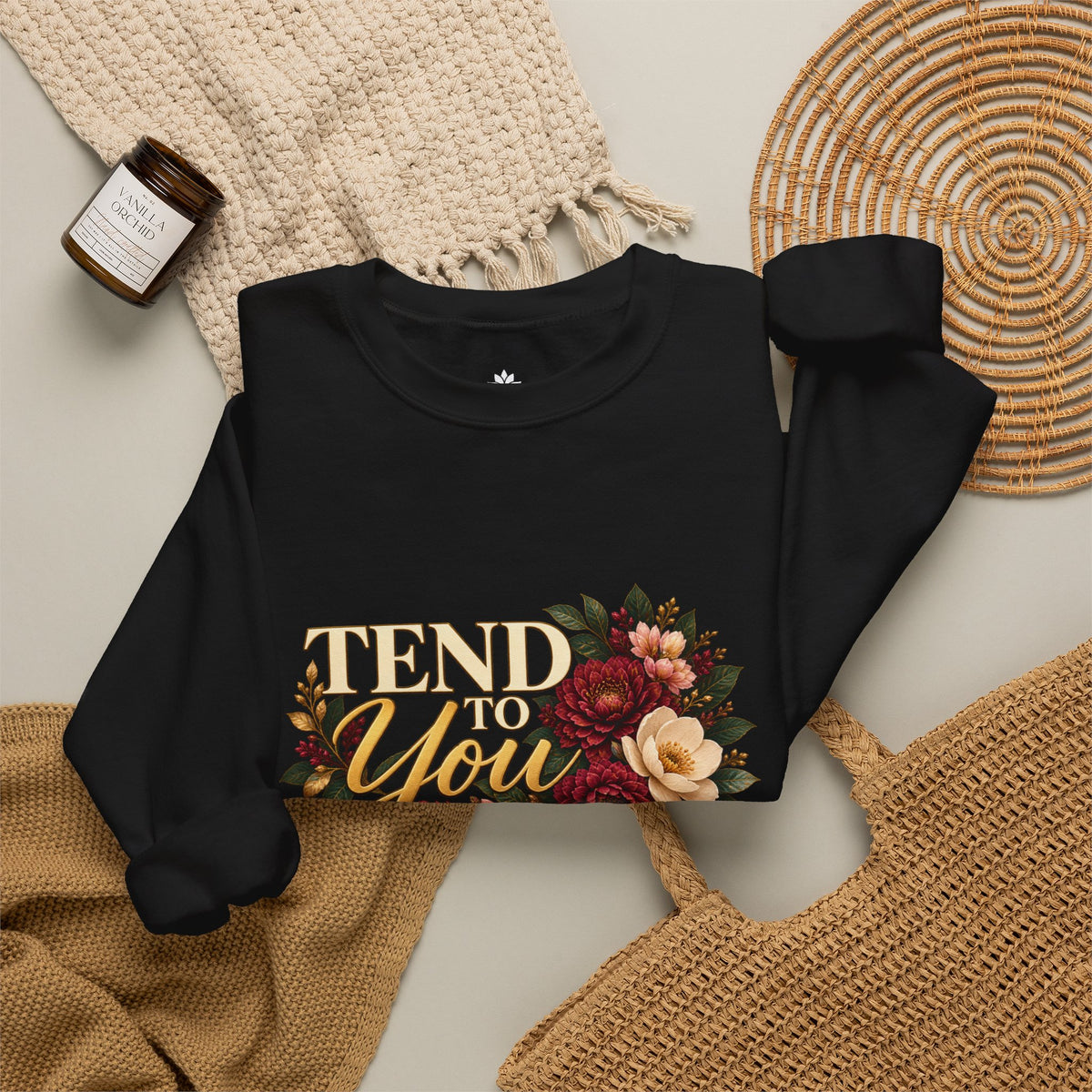Tend to You Floral Self-Care Crewneck Sweatshirt