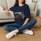 Letting Go T-Shirt — 'Letting Go' Inspirational Graphic Tee with Leopard & Bag Design