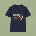 Letting Go T-Shirt — 'Letting Go' Inspirational Graphic Tee with Leopard & Bag Design
