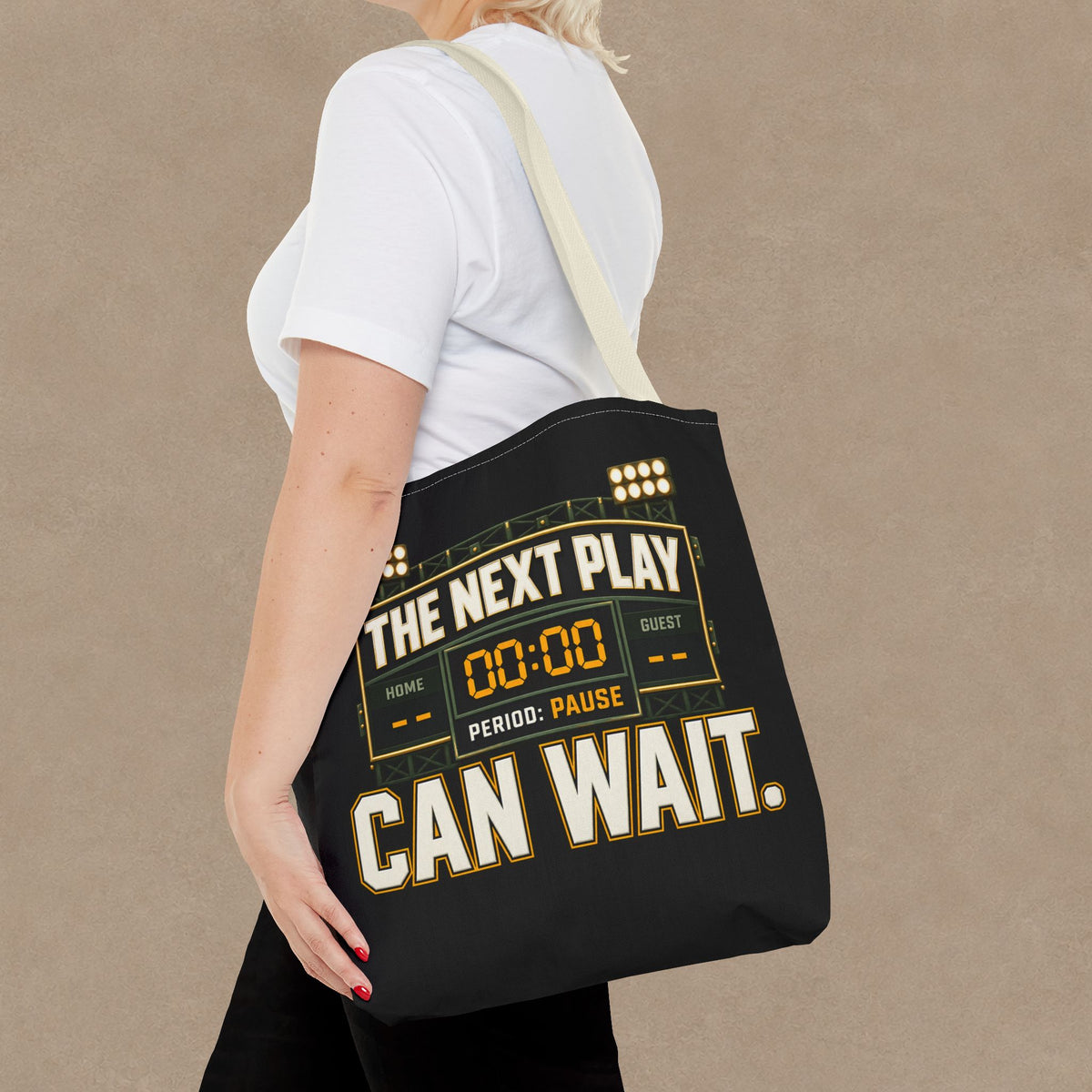 The Next Play Can Wait | Scoreboard Tote Bag