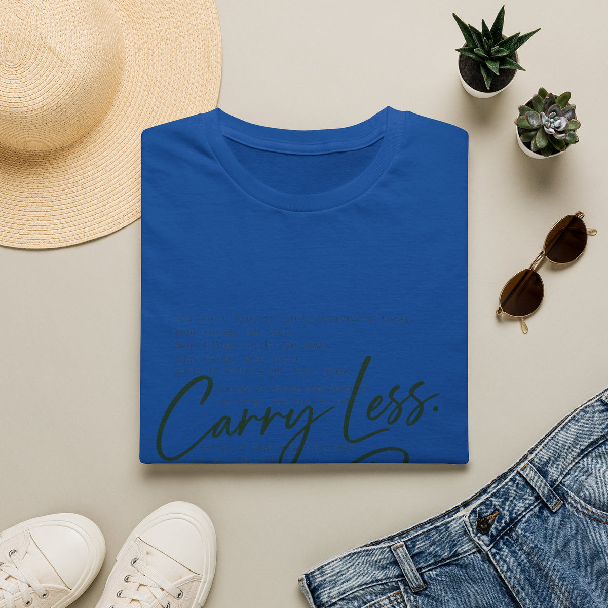 T-Shirt — 'Carry Less. Make Room' Minimalist Relaxed Tee