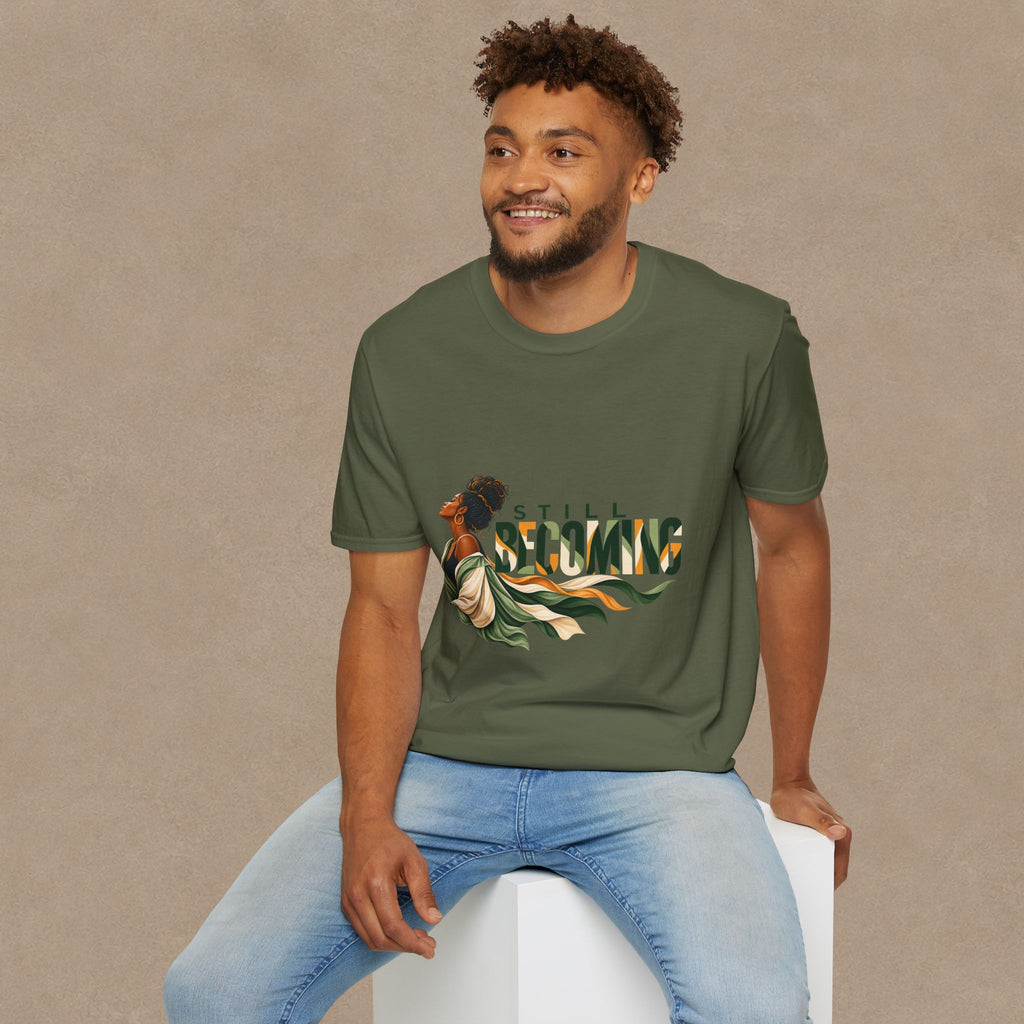Still Becoming T-Shirt — Empowering Afrocentric Portrait Tee