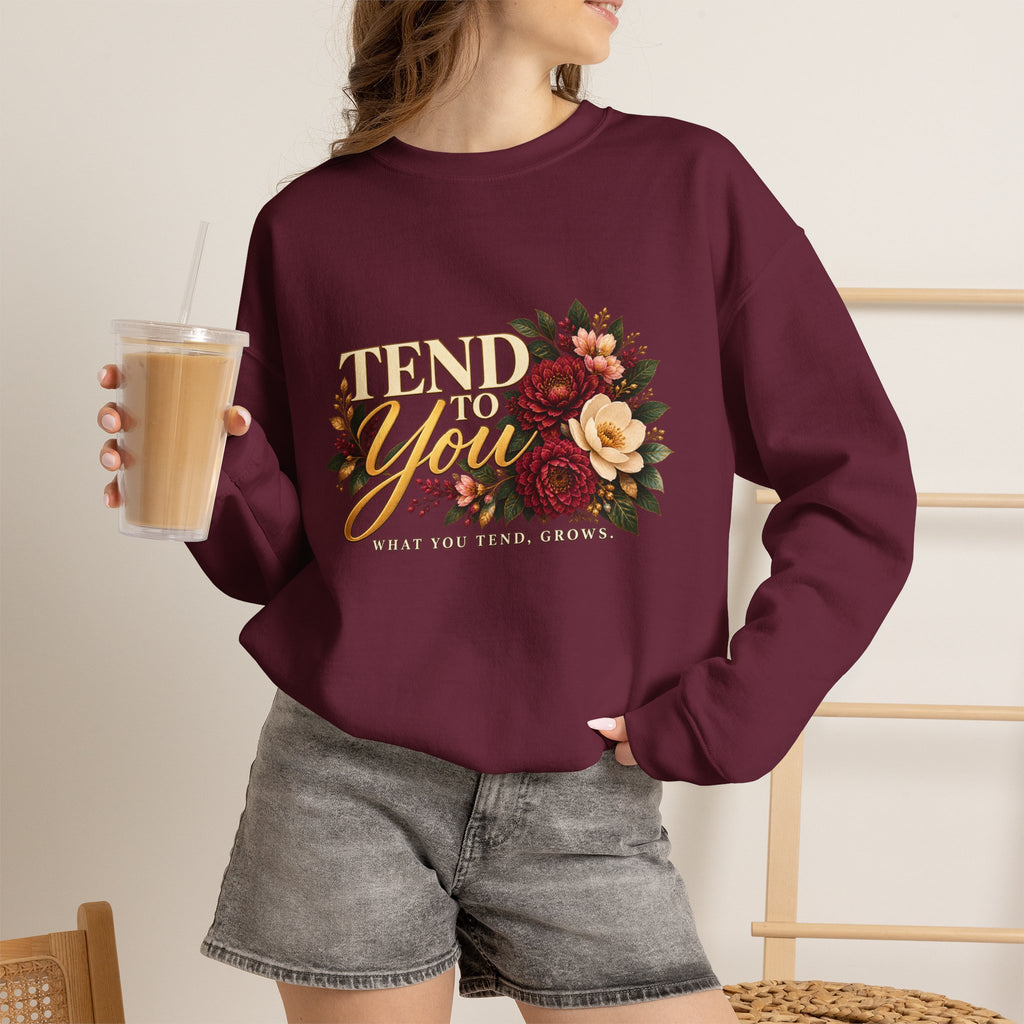 Tend to You Floral Self-Care Crewneck Sweatshirt