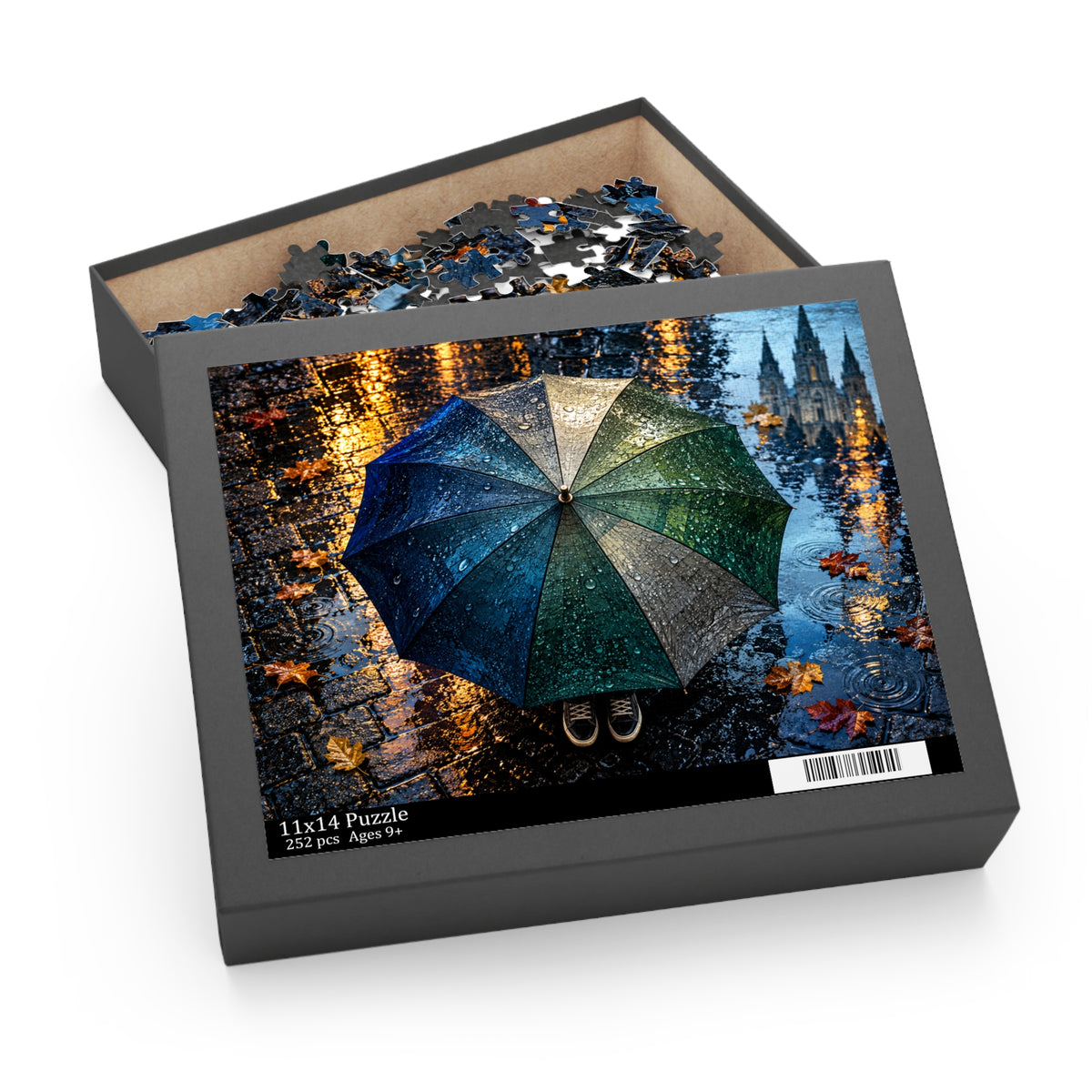 Covered — Rainy Cityscape Jigsaw Puzzle | 252 or 500 Pieces