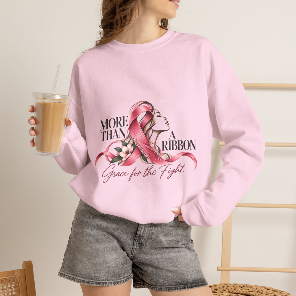 More Than A Ribbon. Space for the Fight. | Breast Cancer Awareness Crewneck Sweatshirt