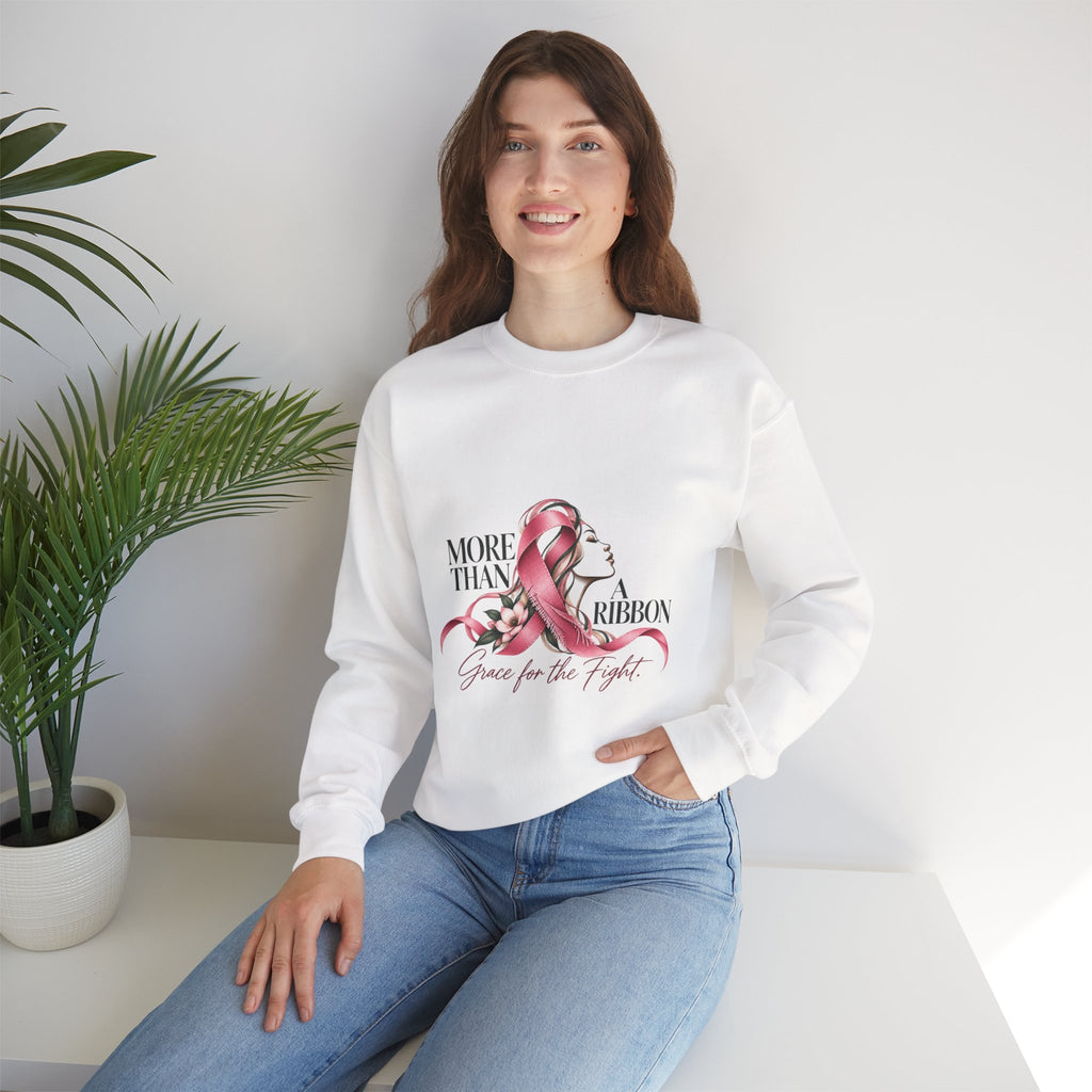 More Than A Ribbon. Space for the Fight. | Breast Cancer Awareness Crewneck Sweatshirt
