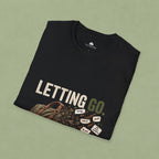 Letting Go T-Shirt — 'Letting Go' Inspirational Graphic Tee with Leopard & Bag Design
