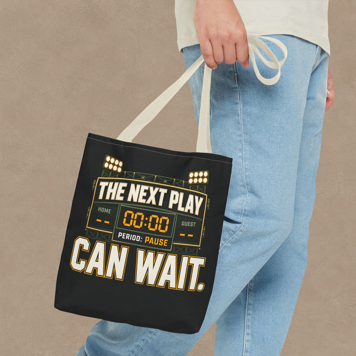 The Next Play Can Wait | Scoreboard Tote Bag