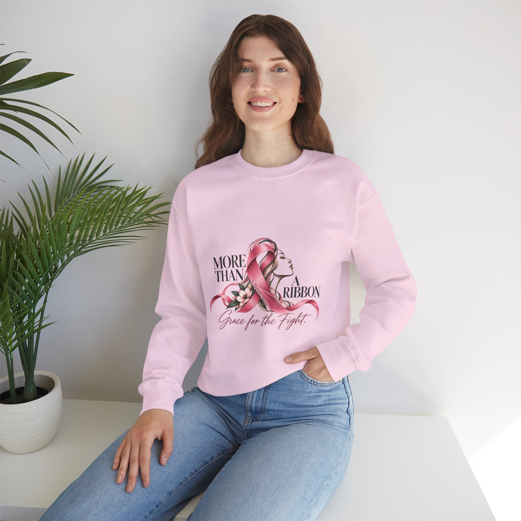 More Than A Ribbon. Space for the Fight. | Breast Cancer Awareness Crewneck Sweatshirt