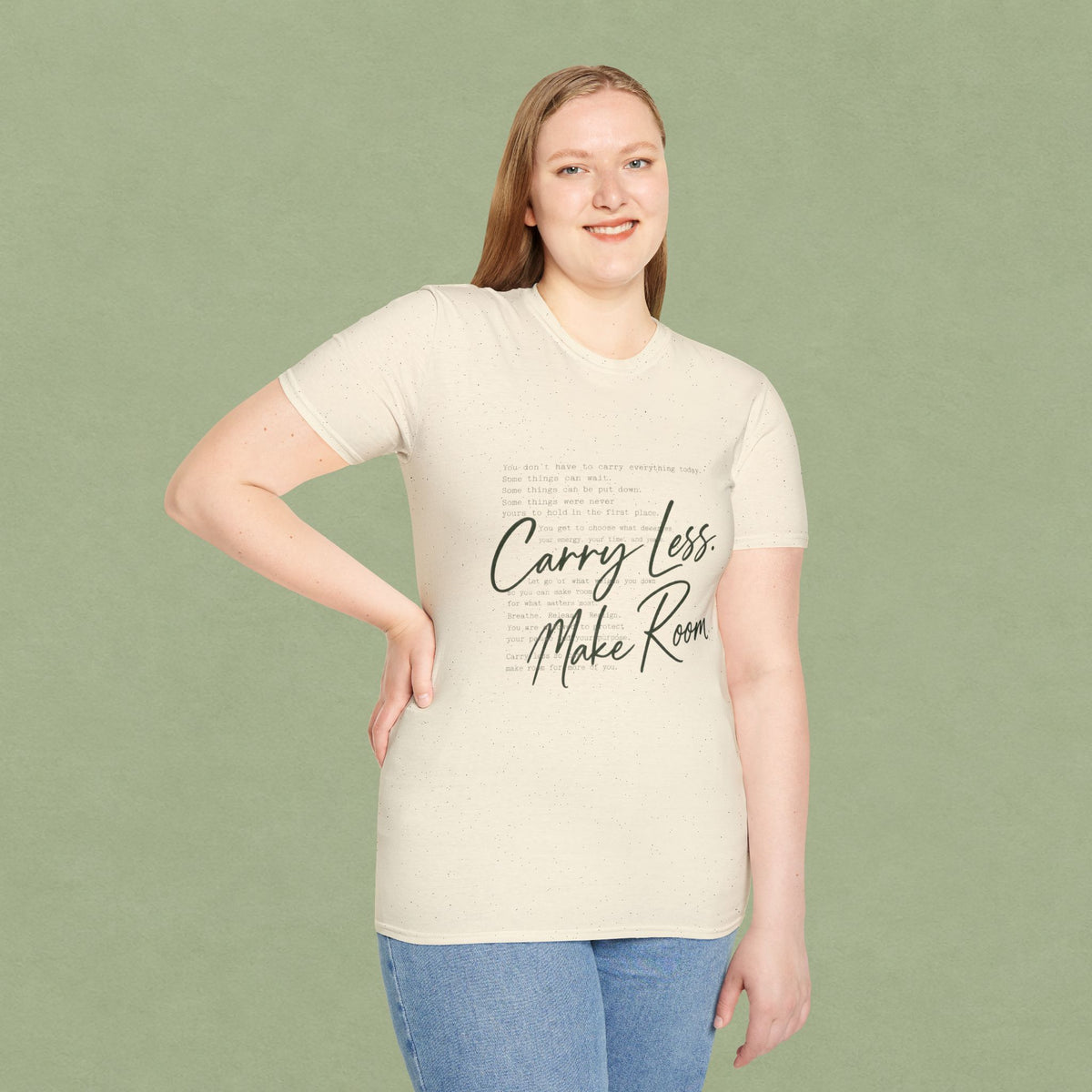 T-Shirt — 'Carry Less. Make Room' Minimalist Relaxed Tee