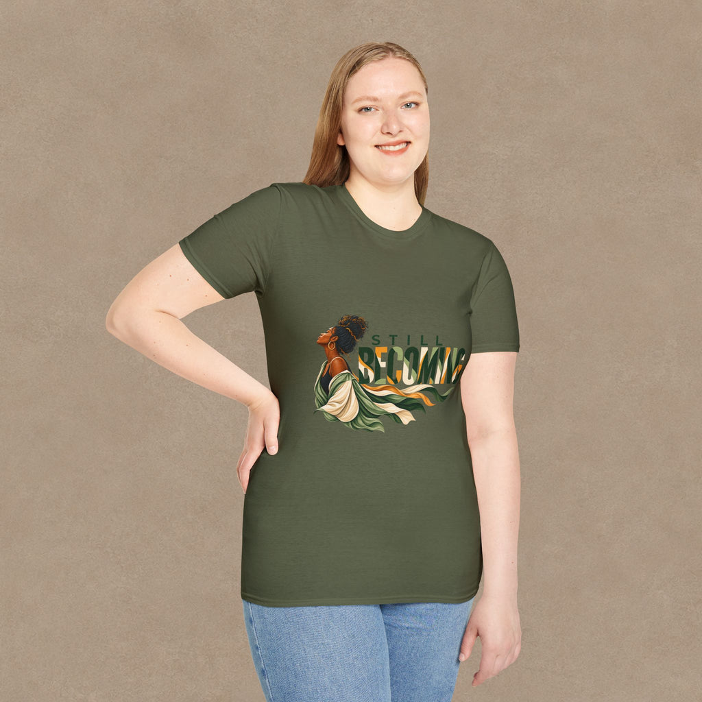 Still Becoming T-Shirt — Empowering Afrocentric Portrait Tee