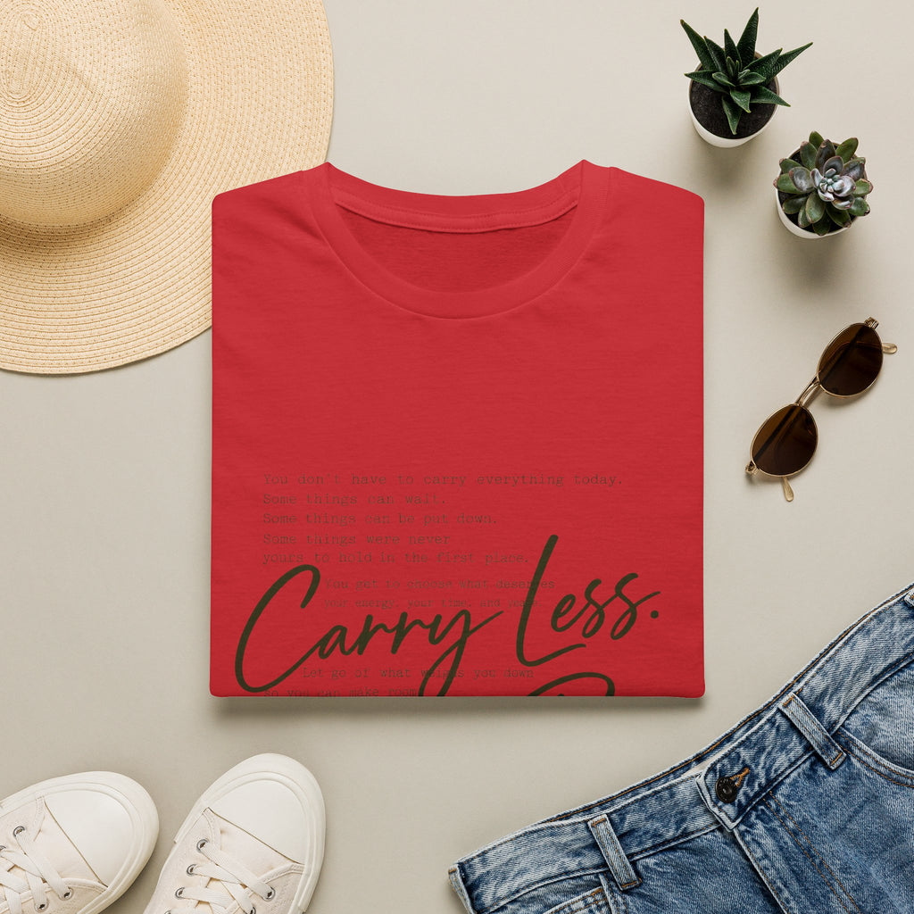 T-Shirt — 'Carry Less. Make Room' Minimalist Relaxed Tee