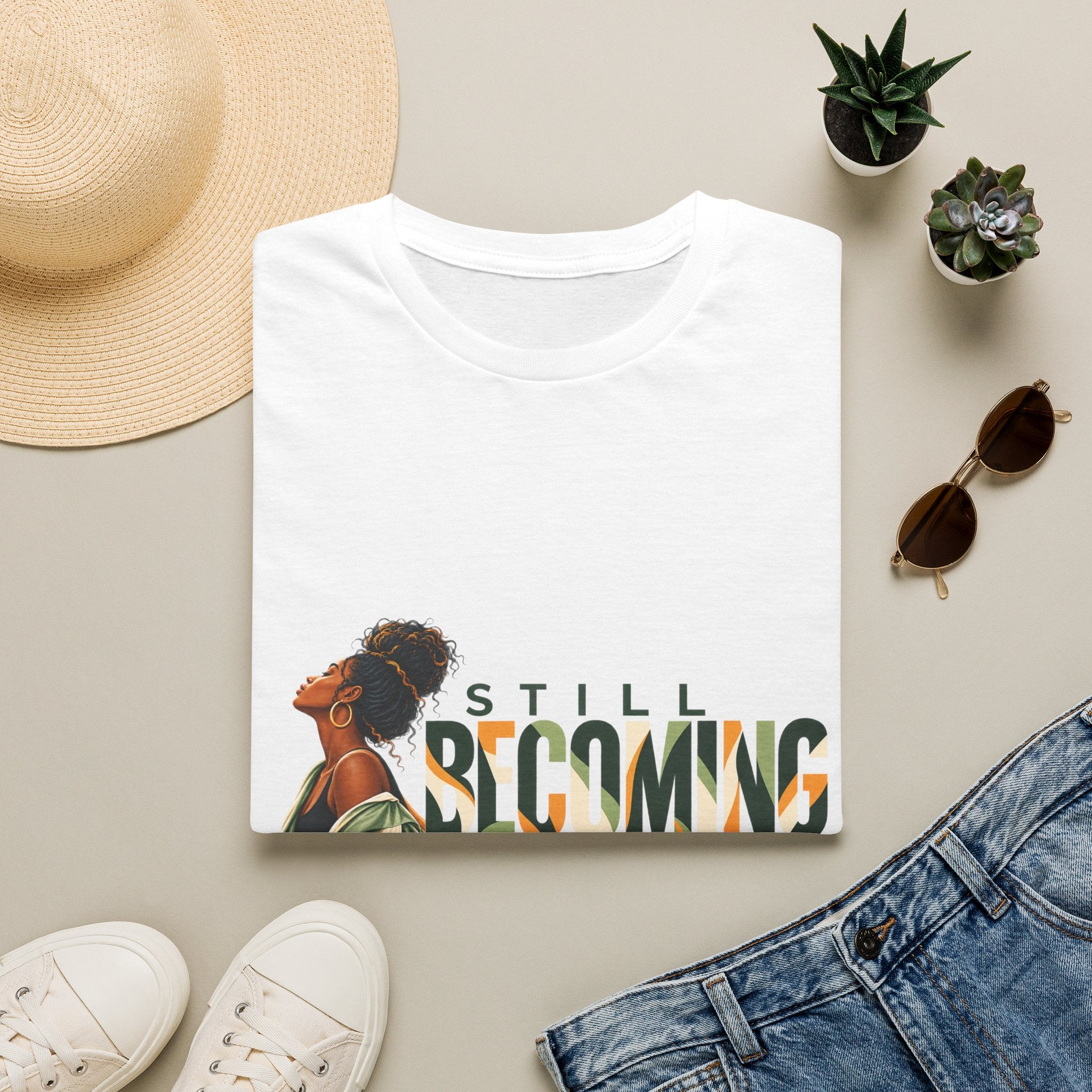 Still Becoming T-Shirt — Empowering Afrocentric Portrait Tee